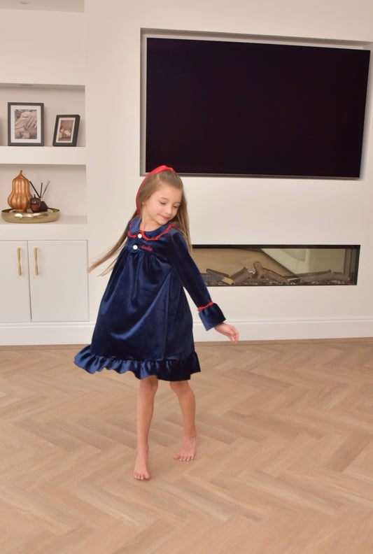 Girls Navy Luxe Nightdress