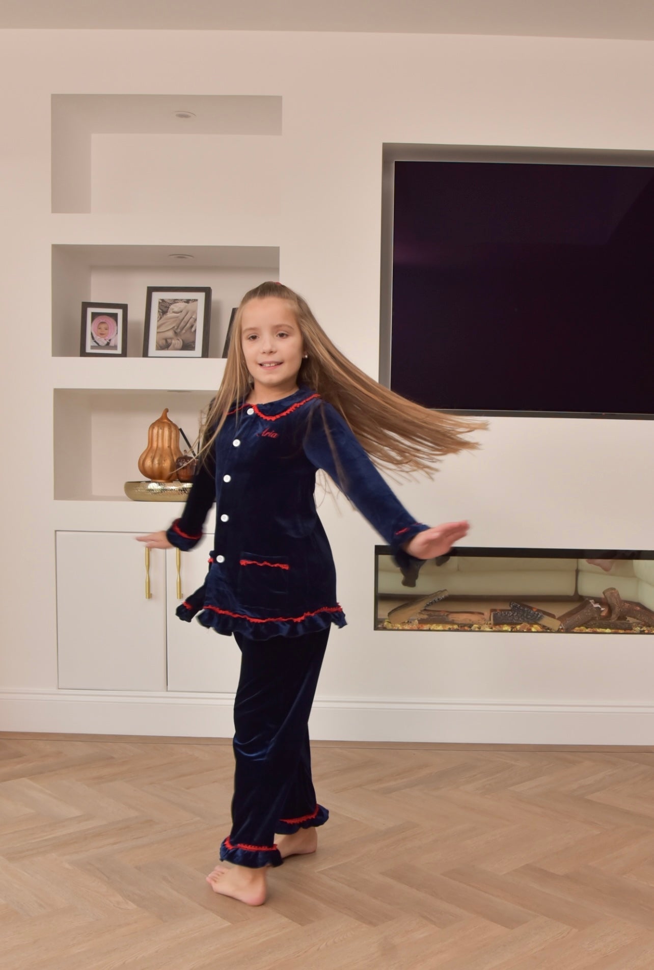 Girls Navy Luxe Pyjamas