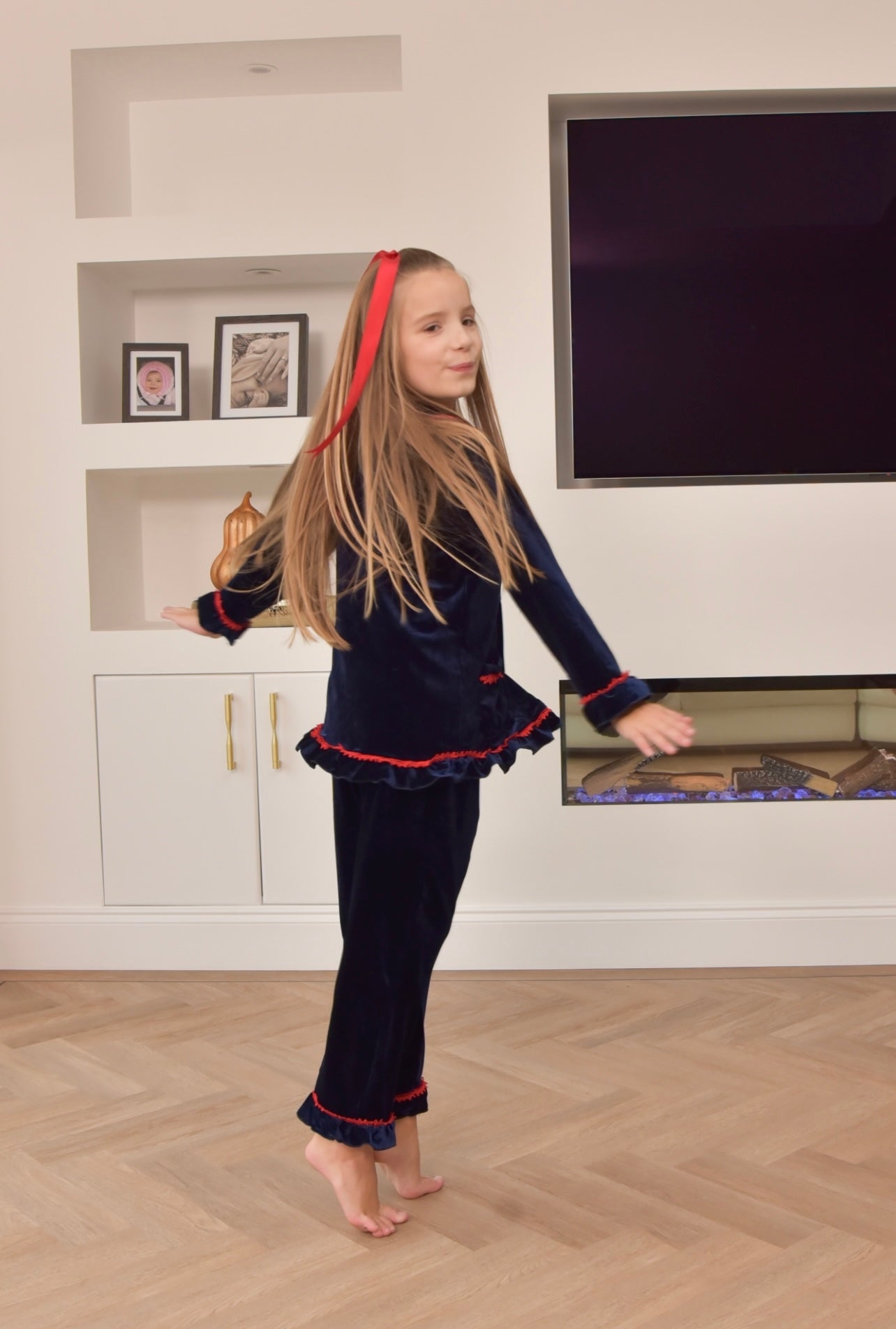 Girls Navy Luxe Pyjamas